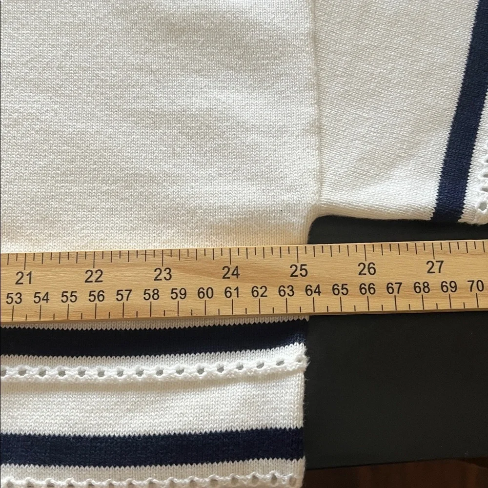 The Upside Wonder Knit Stripe Eyelet Dot Long Sleeve Button Front Knit Polo